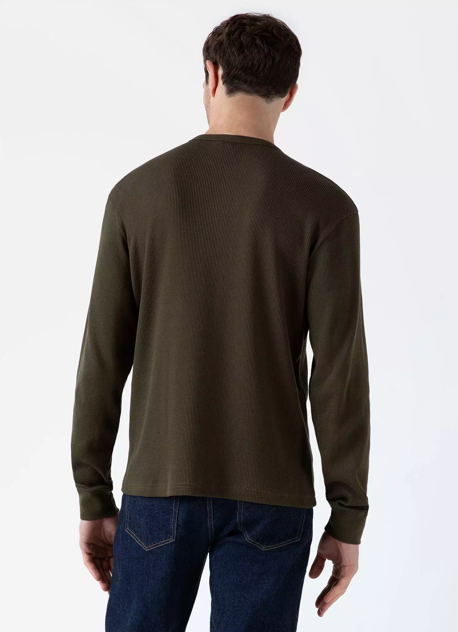 Men's Long Sleeve Waffle T-shirt in Dark Olive