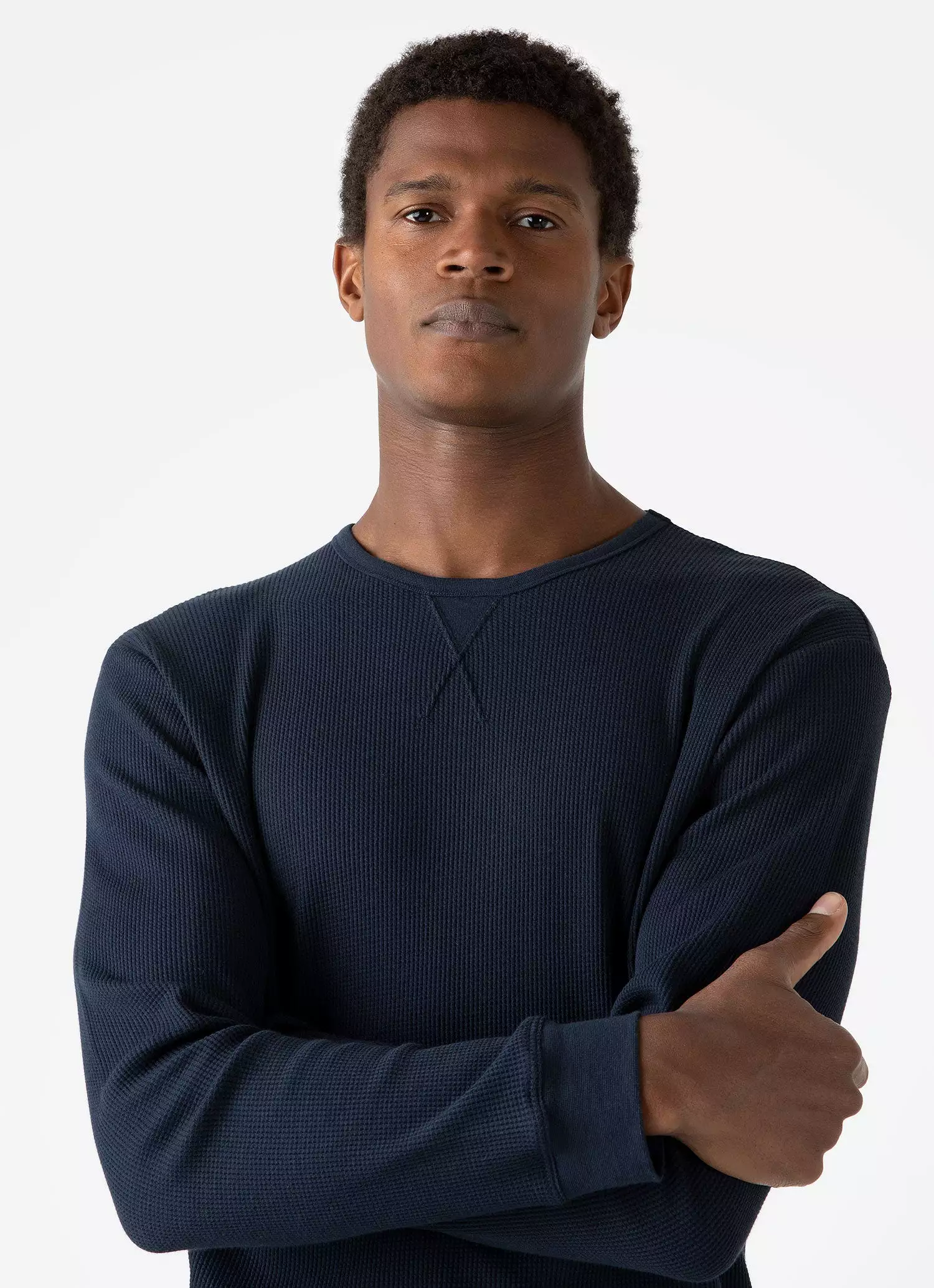 Men's Long Sleeve Waffle T-shirt in Navy