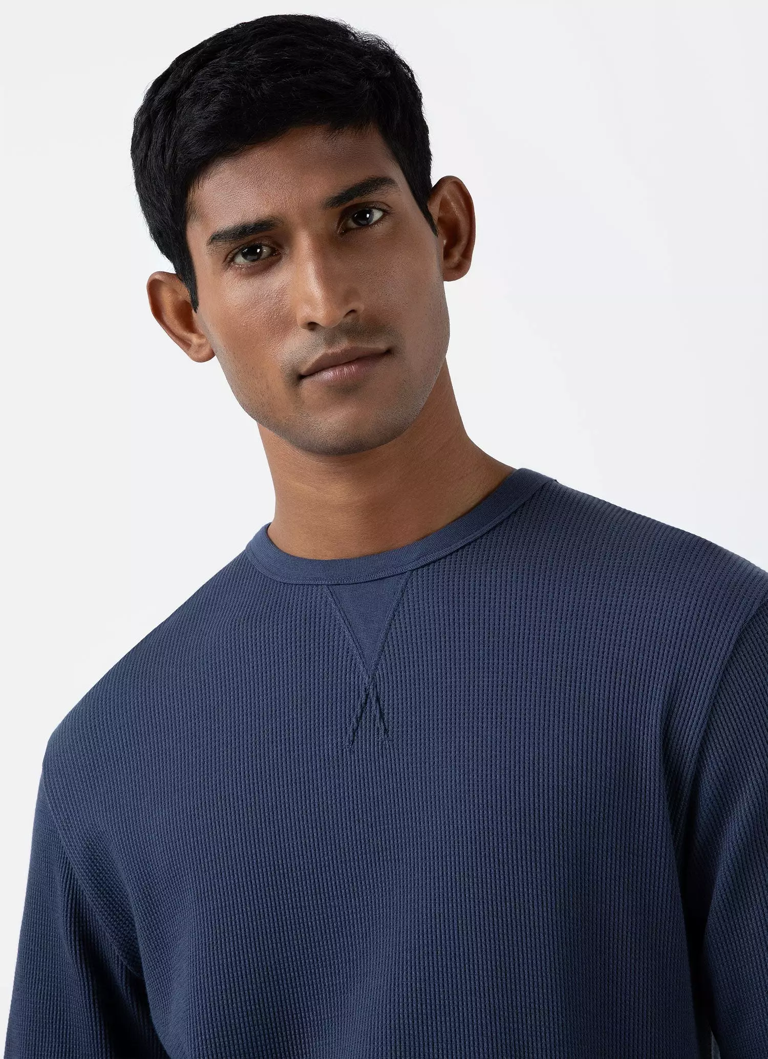 Men's Long Sleeve Waffle T-shirt in Slate Blue