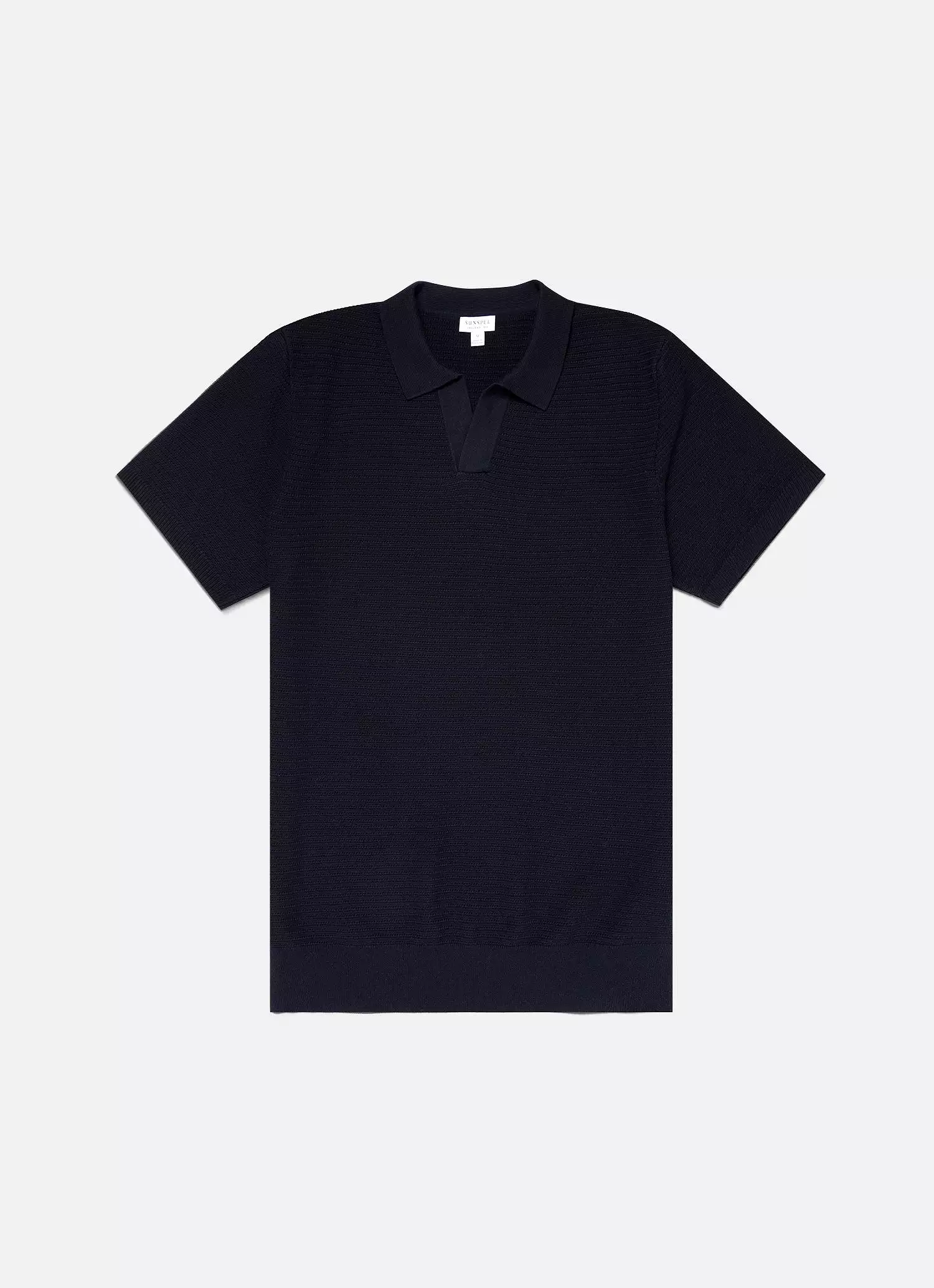 Men's Open Textured Polo Shirt in Navy