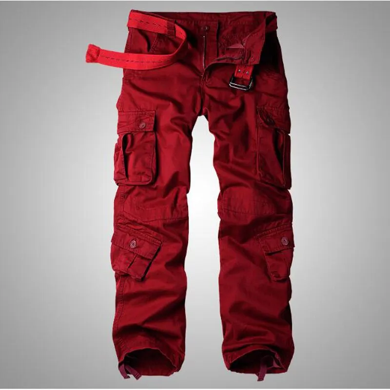 Men's Safari Style Mid Waist Full Length Loose Fit Zipper Fly Cargo Pants