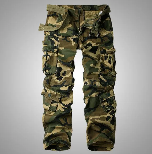 Men's Safari Style Mid Waist Full Length Loose Fit Zipper Fly Cargo Pants