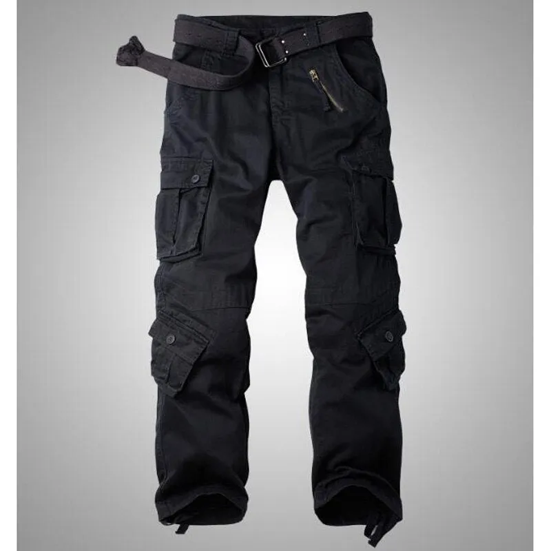 Men's Safari Style Mid Waist Full Length Loose Fit Zipper Fly Cargo Pants