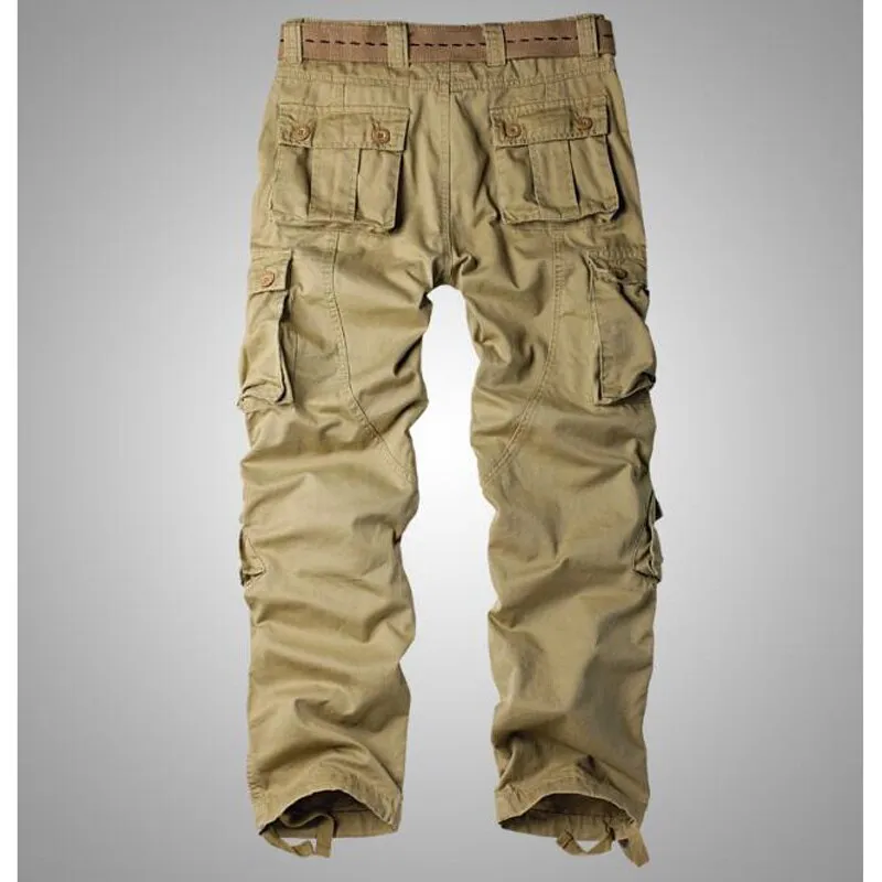 Men's Safari Style Mid Waist Full Length Loose Fit Zipper Fly Cargo Pants