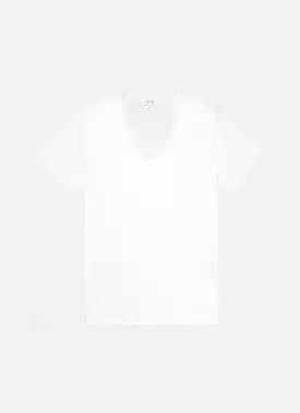 Men's Sea Island Cotton V-neck Underwear T-shirt in White