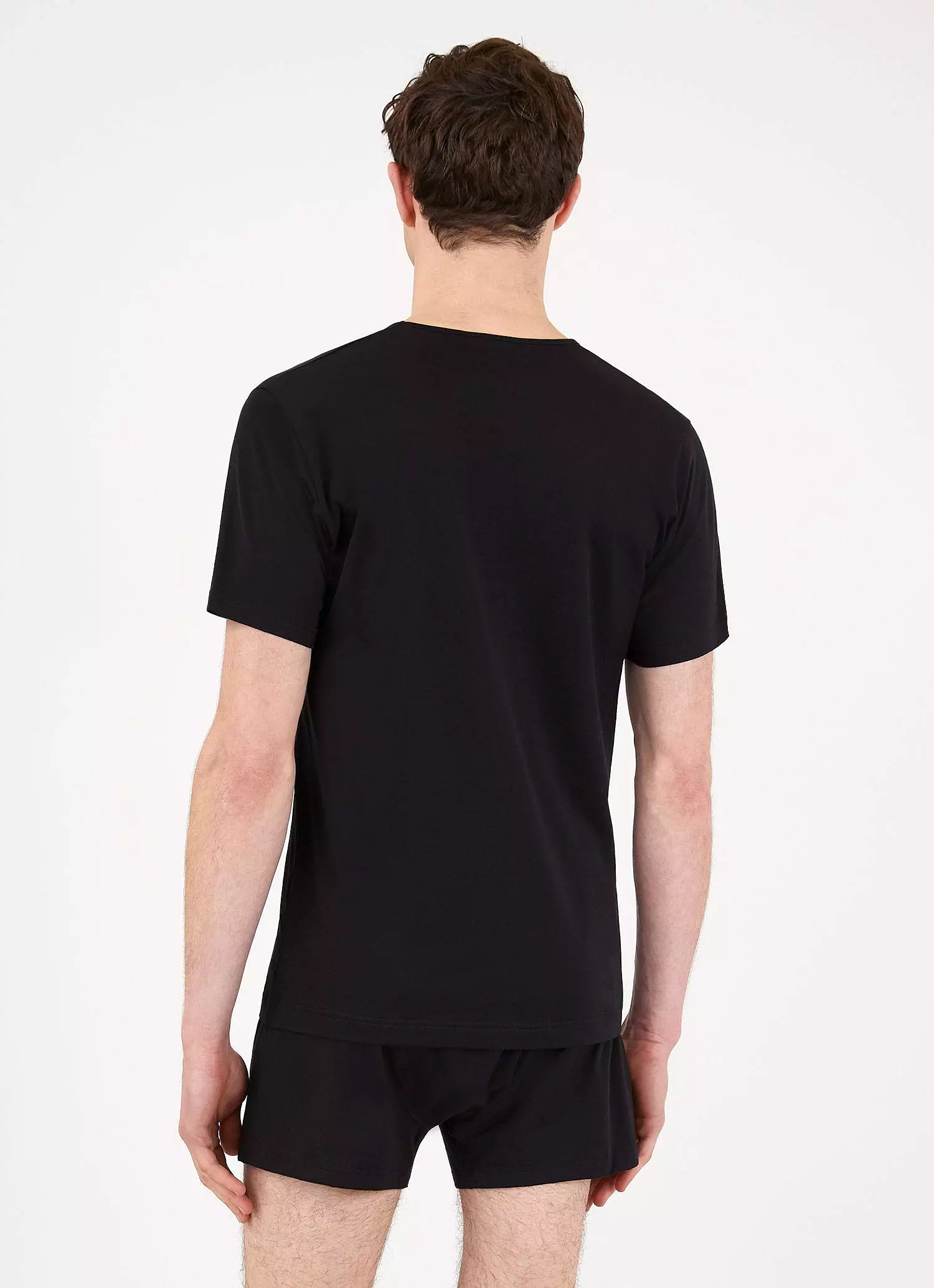 Men's Superfine Cotton V-neck Underwear T-shirt in Black