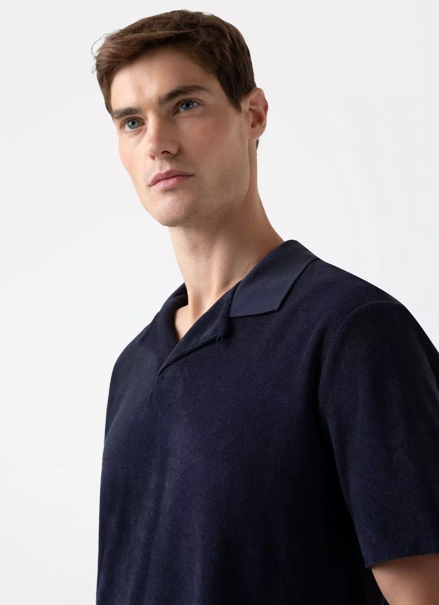 Men's Towelling Polo Shirt in Navy