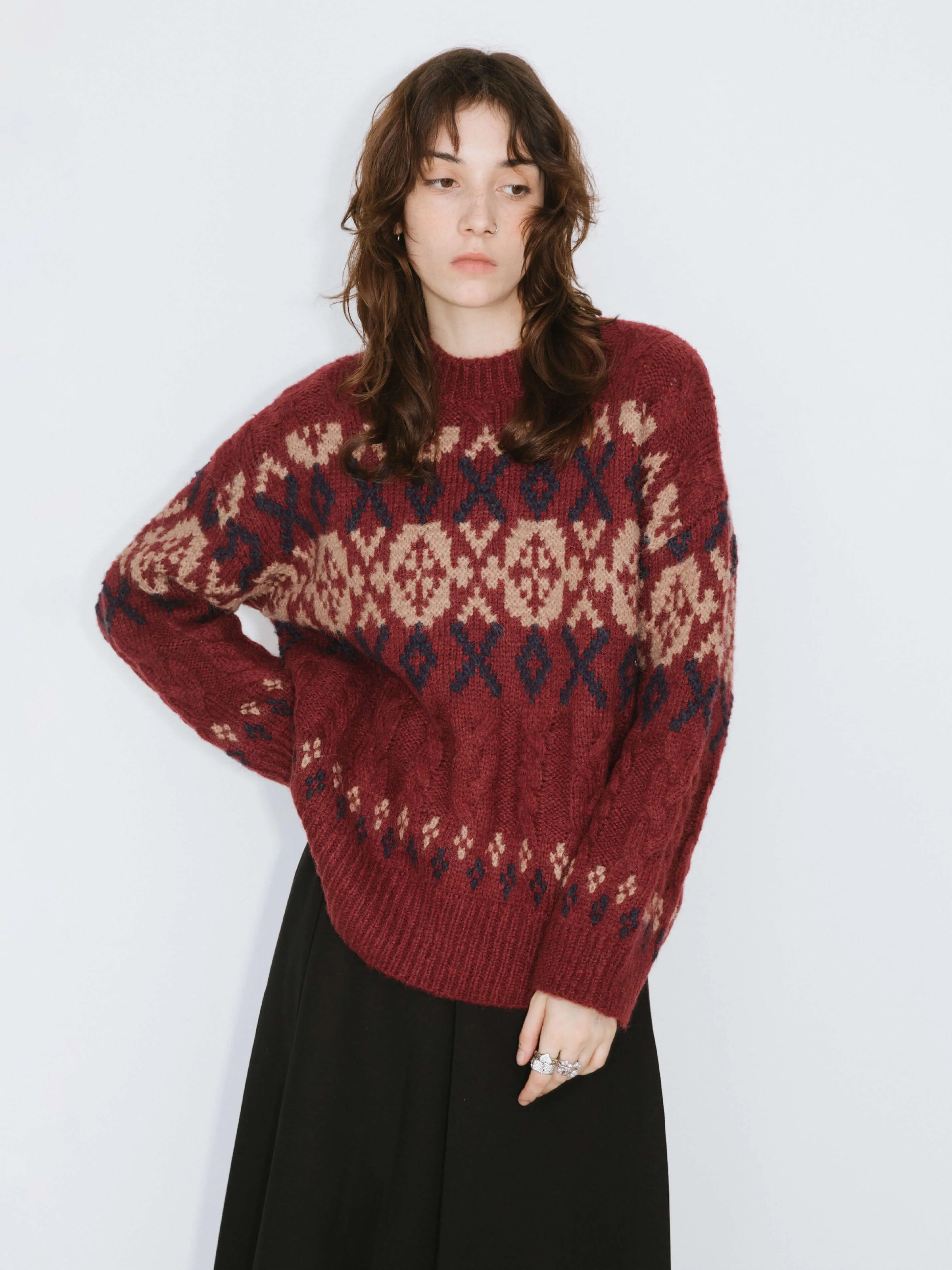 Mock Neck Boxy Knit Sweater