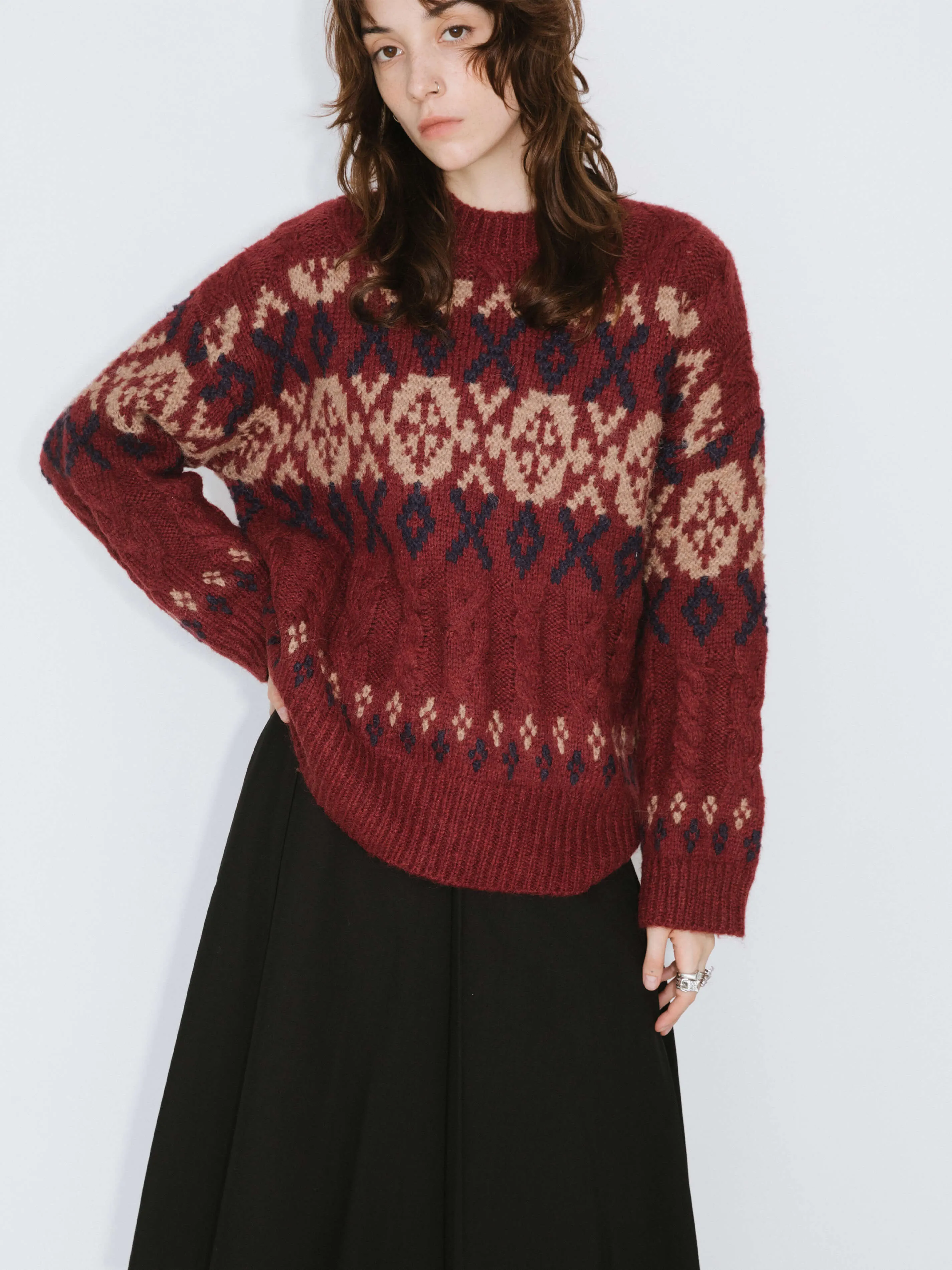 Mock Neck Boxy Knit Sweater