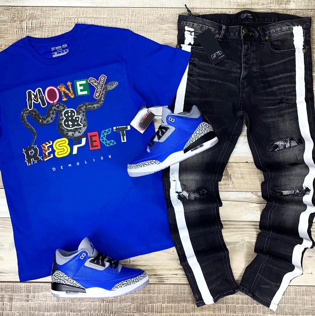 Money & Respect Tee (Blue/Multi) /D2