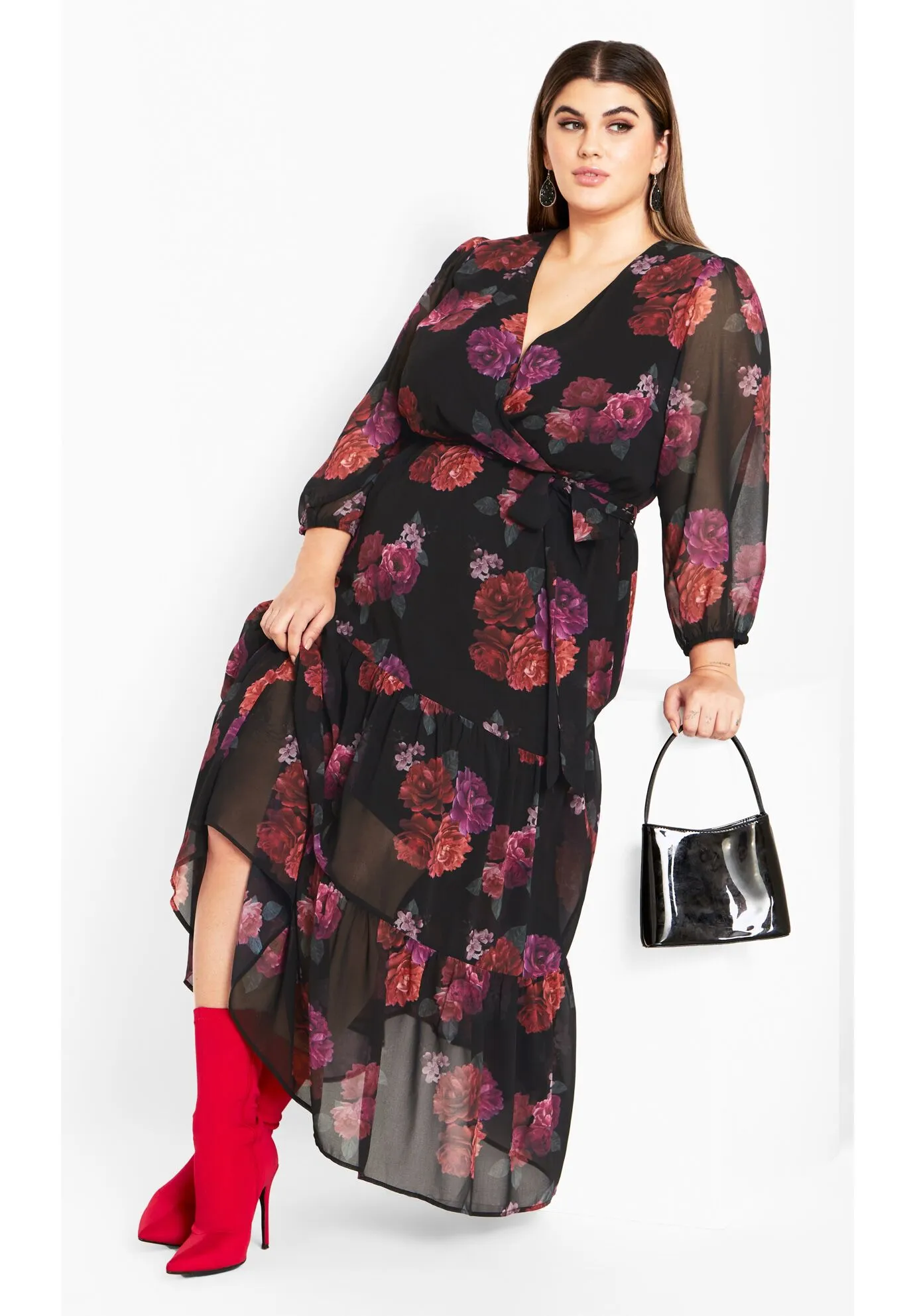 Monique Print Maxi Dress - black