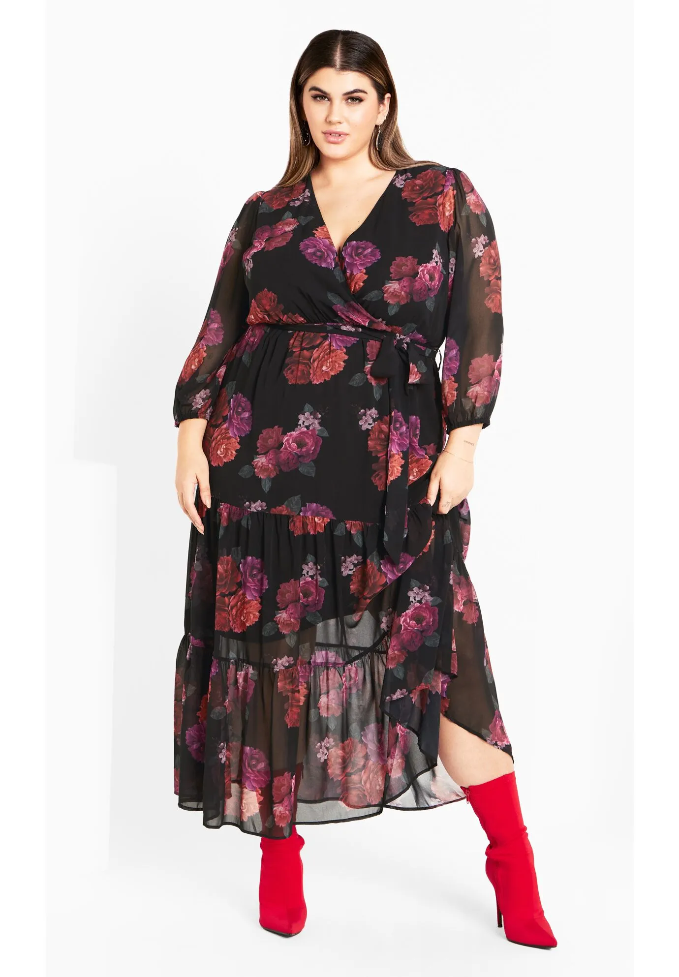 Monique Print Maxi Dress - black