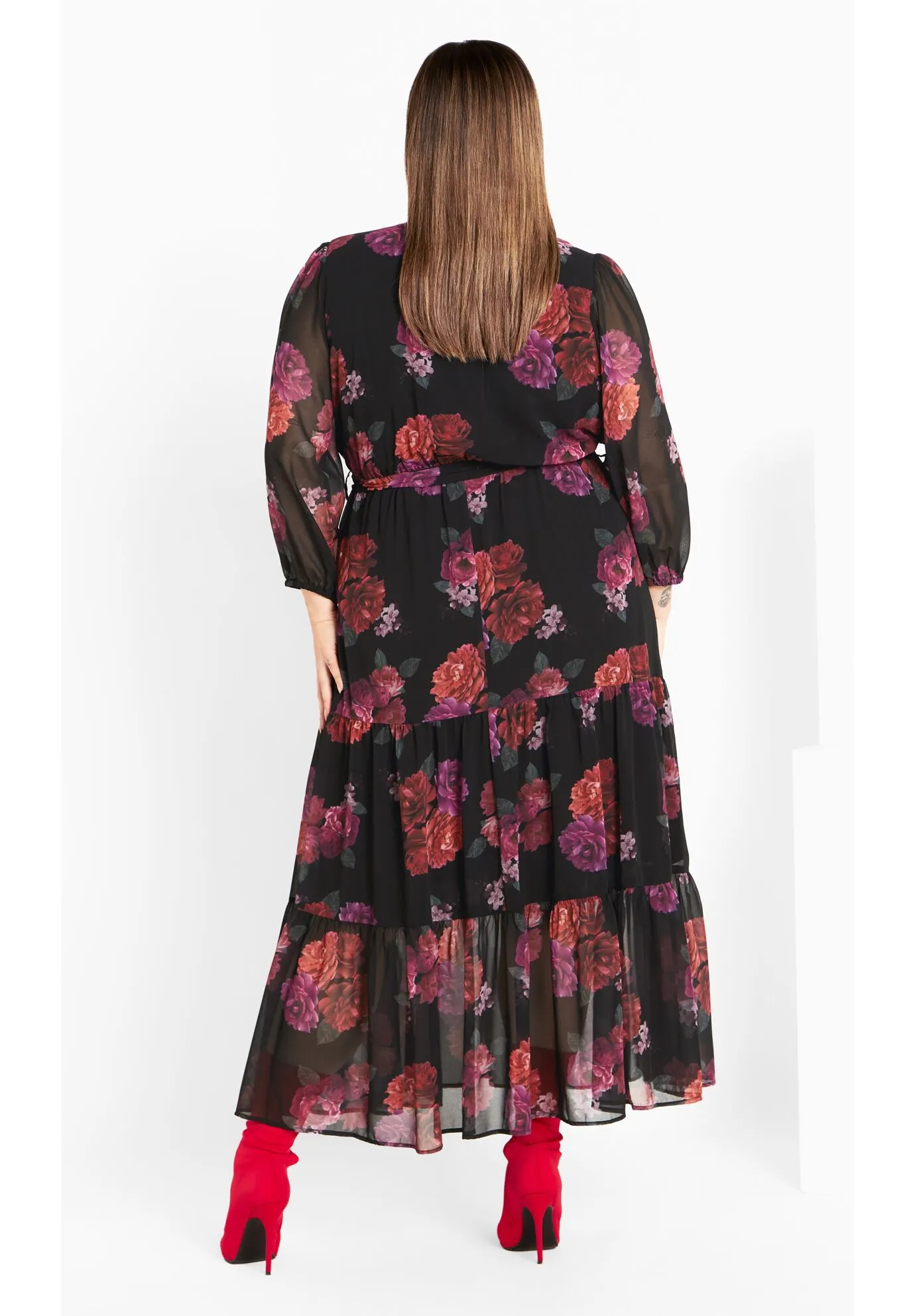 Monique Print Maxi Dress - black