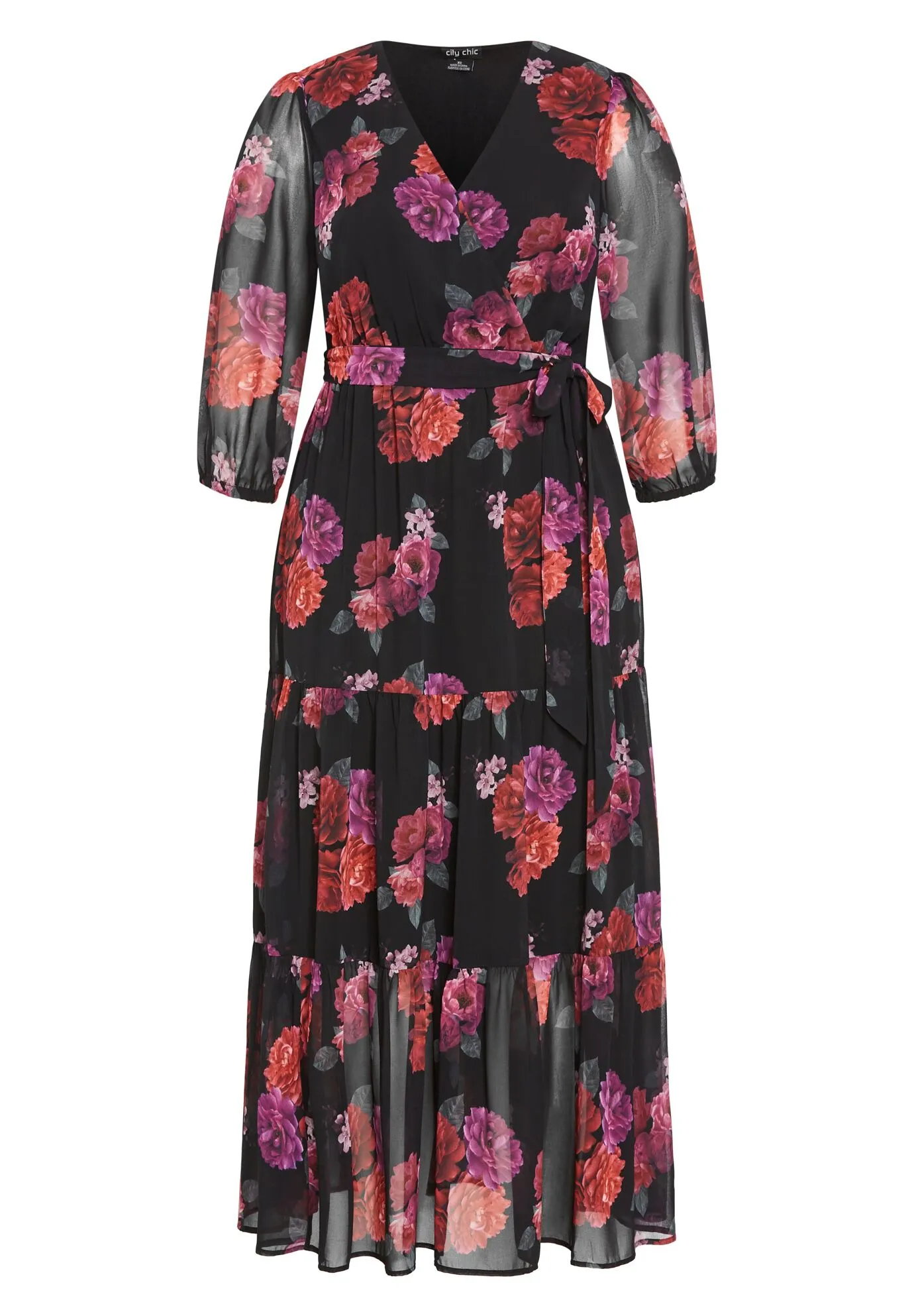 Monique Print Maxi Dress - black