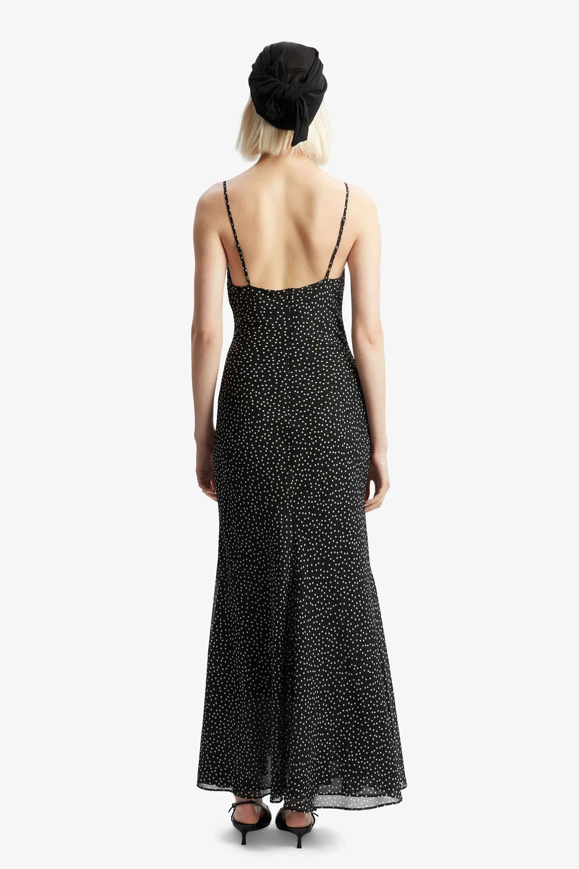 monroe cowl neck maxi dress in black spot