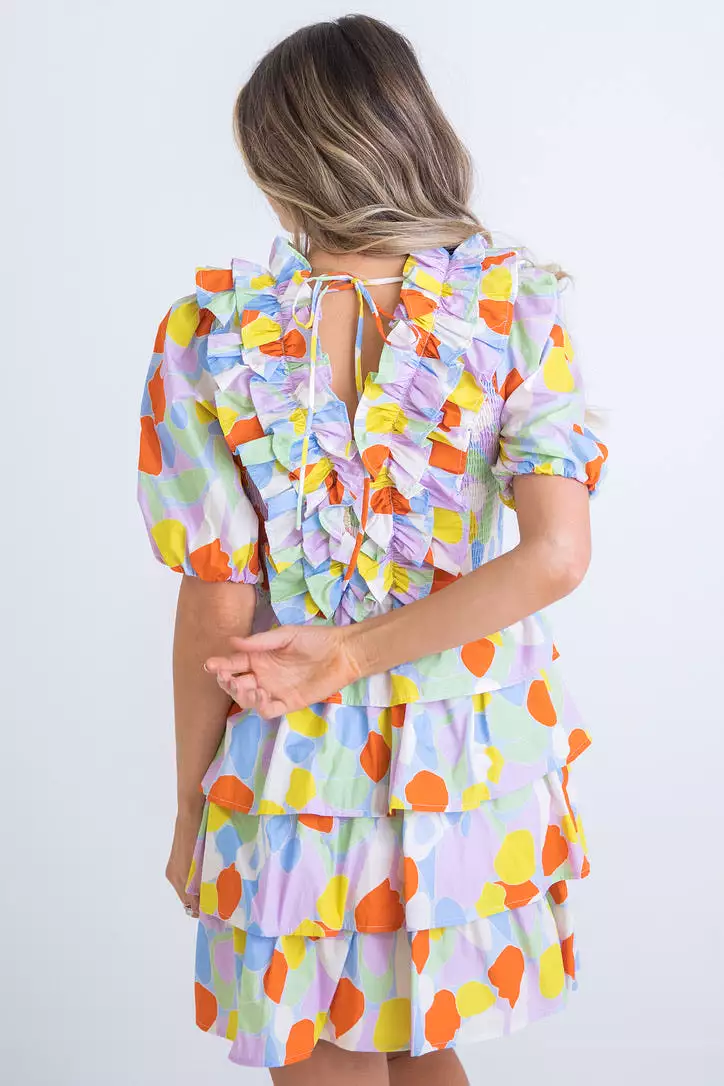 Mosaic Ruffle Dress