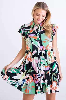 Multi Floral Abstract Dress