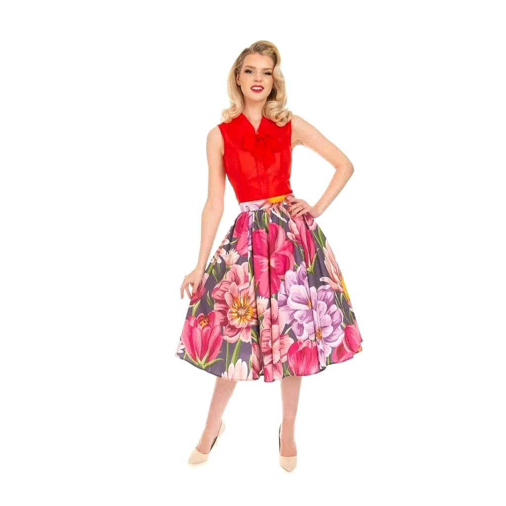 Multi Floral Rockabilly Swing Skirt