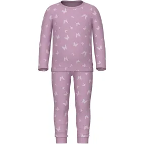 Name It Pink Lavender Pajamas Pink Butterfly Rib Noos