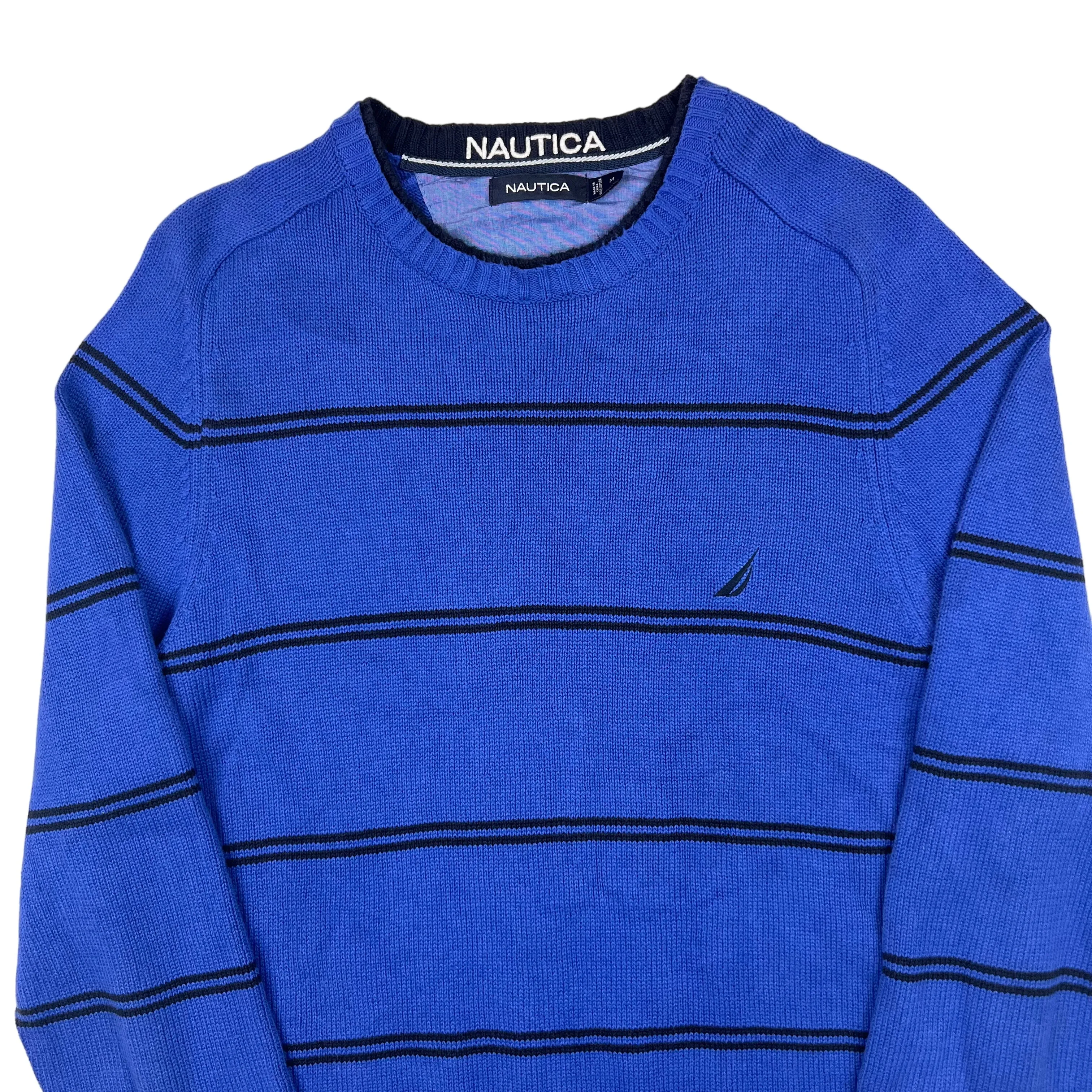 Nautica Blue Striped Knit Sweater