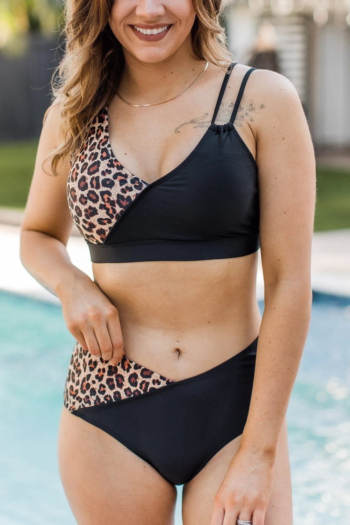 Near To Paradise Swim Bottoms- Black & Natural Leopard