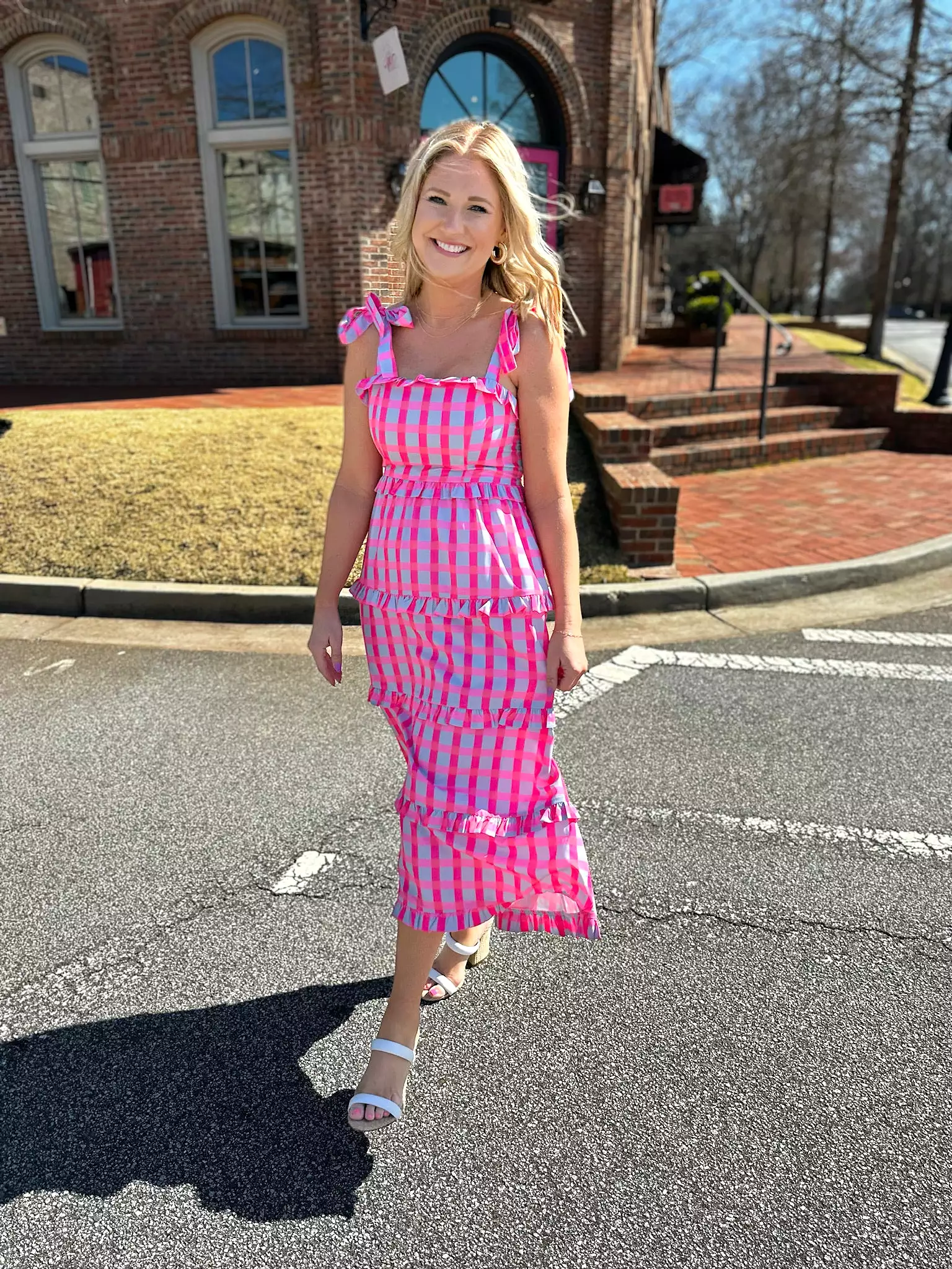 Not Worried Gingham Midi Dress