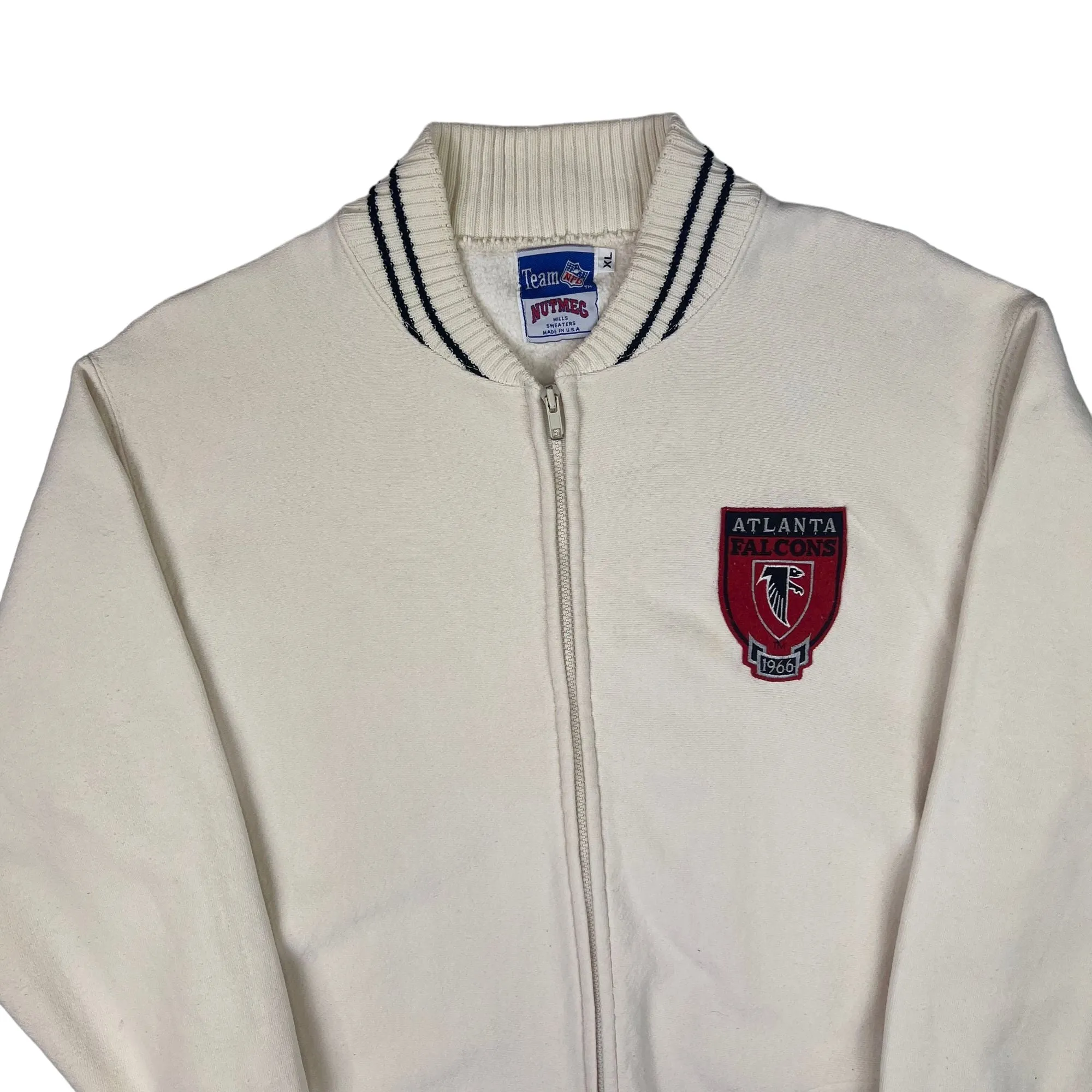 Nutmeg 90's Atlanta Falcons NFL Zip-Up Sweater Cream