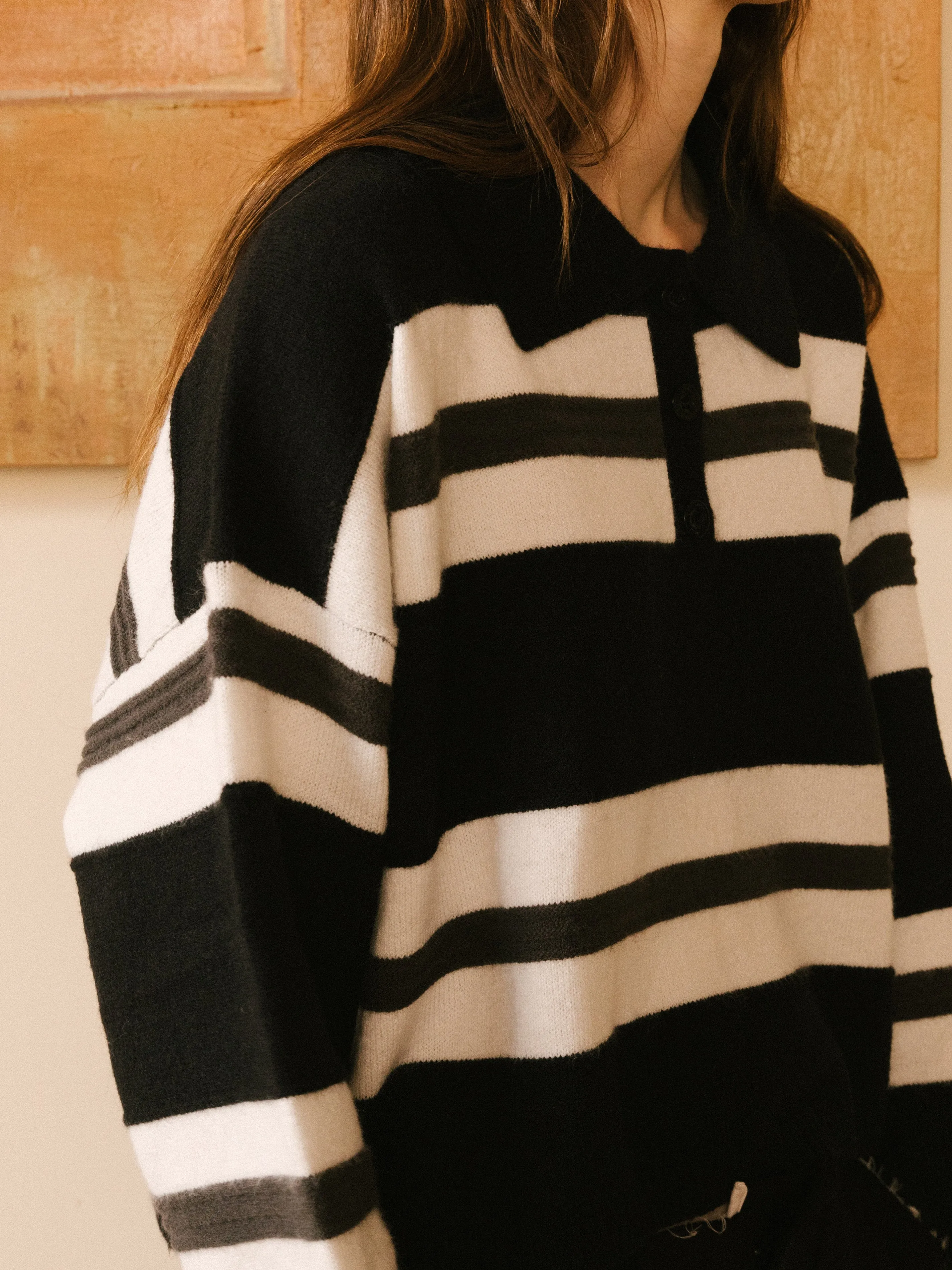 Oversized Contrast Striped Sweater