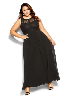 Panelled Bodice Maxi Dress - black