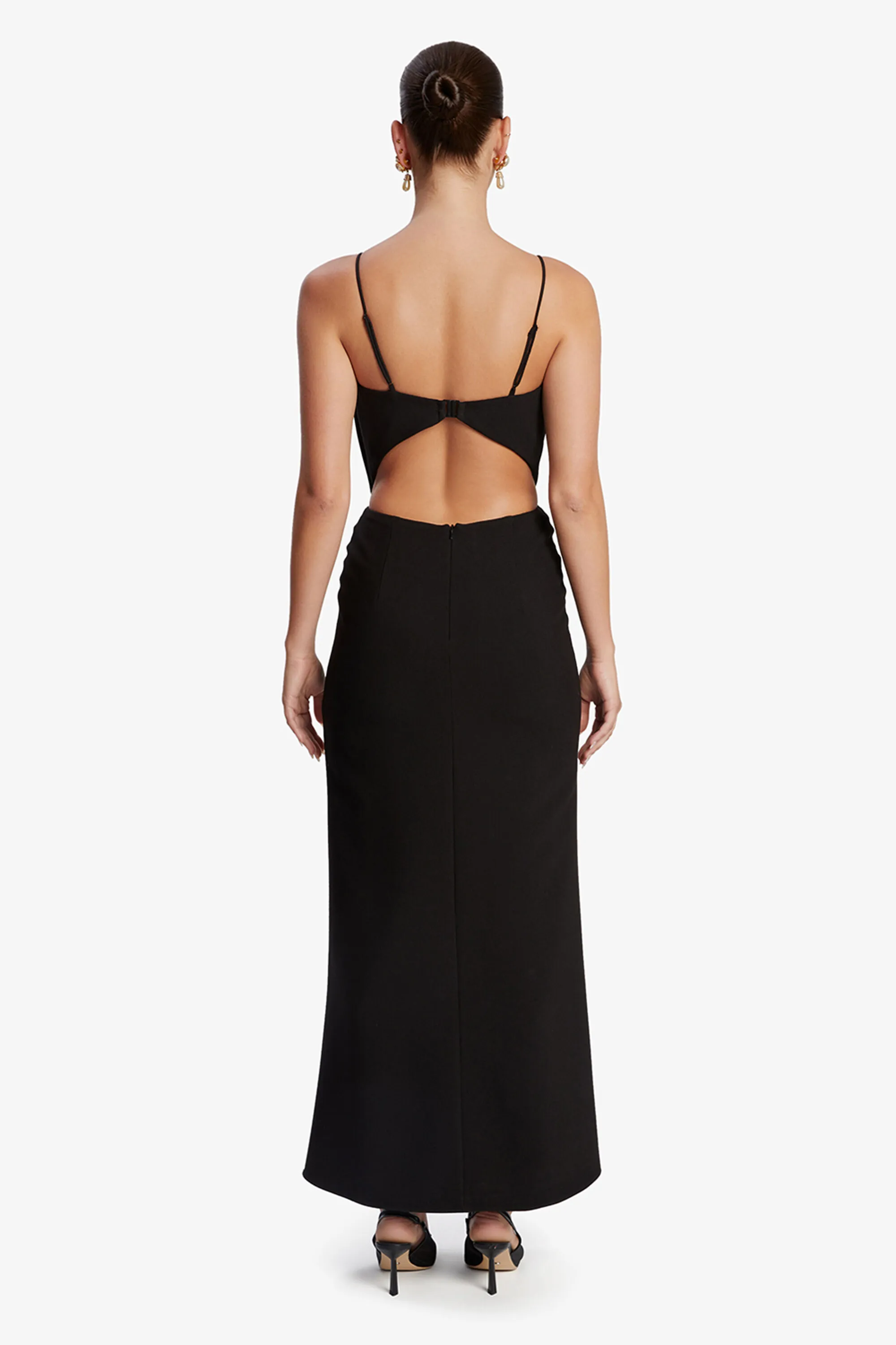 paula bow maxi dress in black