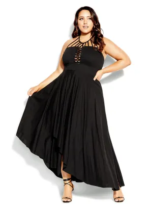 Plait Detail Maxi Dress - black