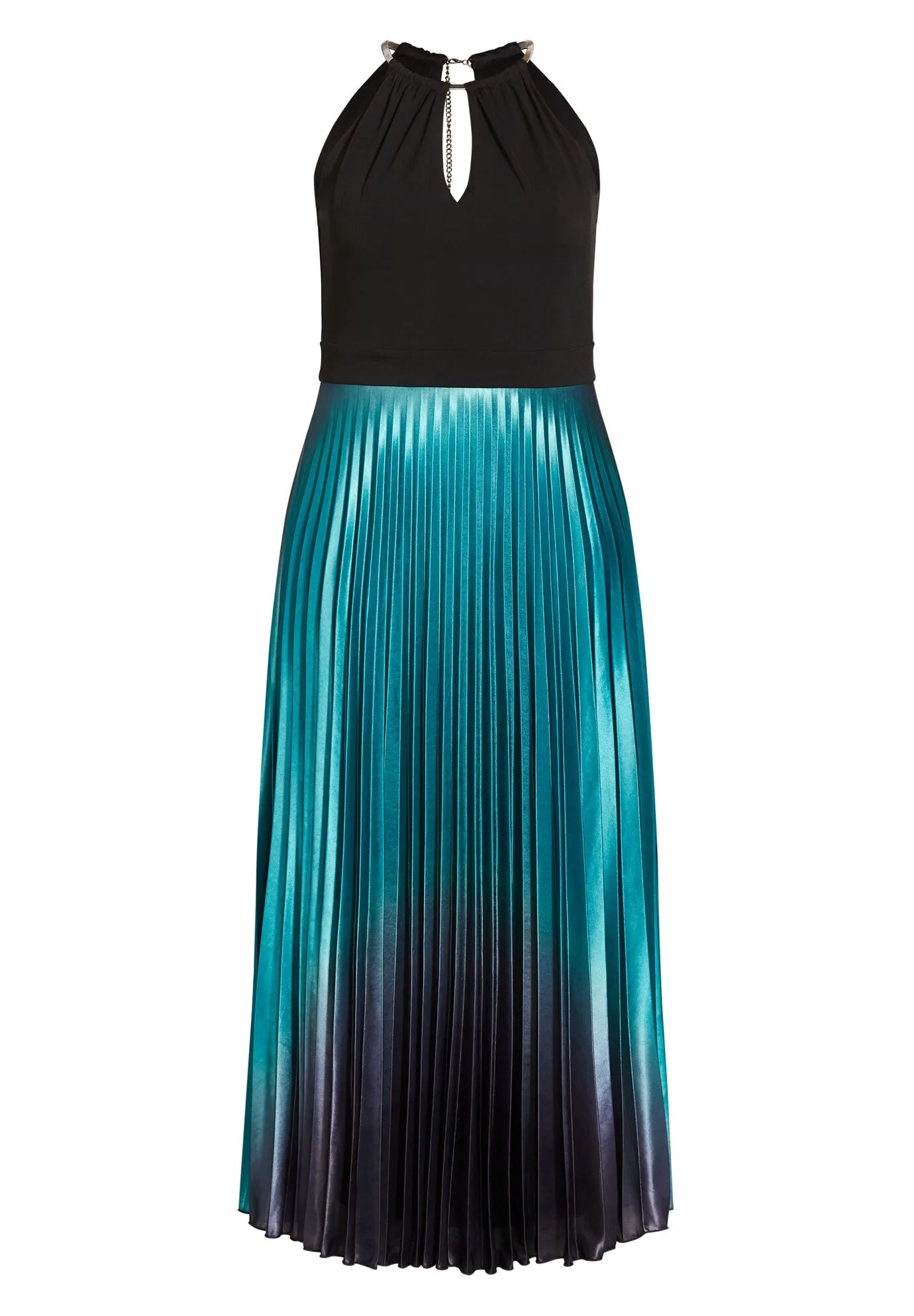 Pleated Ombre Maxi Dress - black