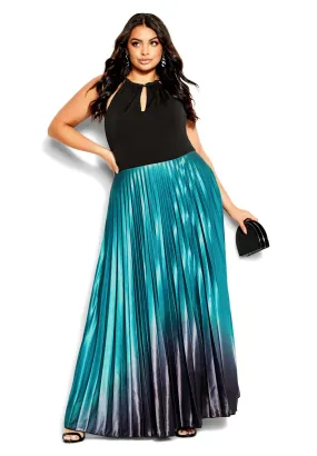 Pleated Ombre Maxi Dress - black