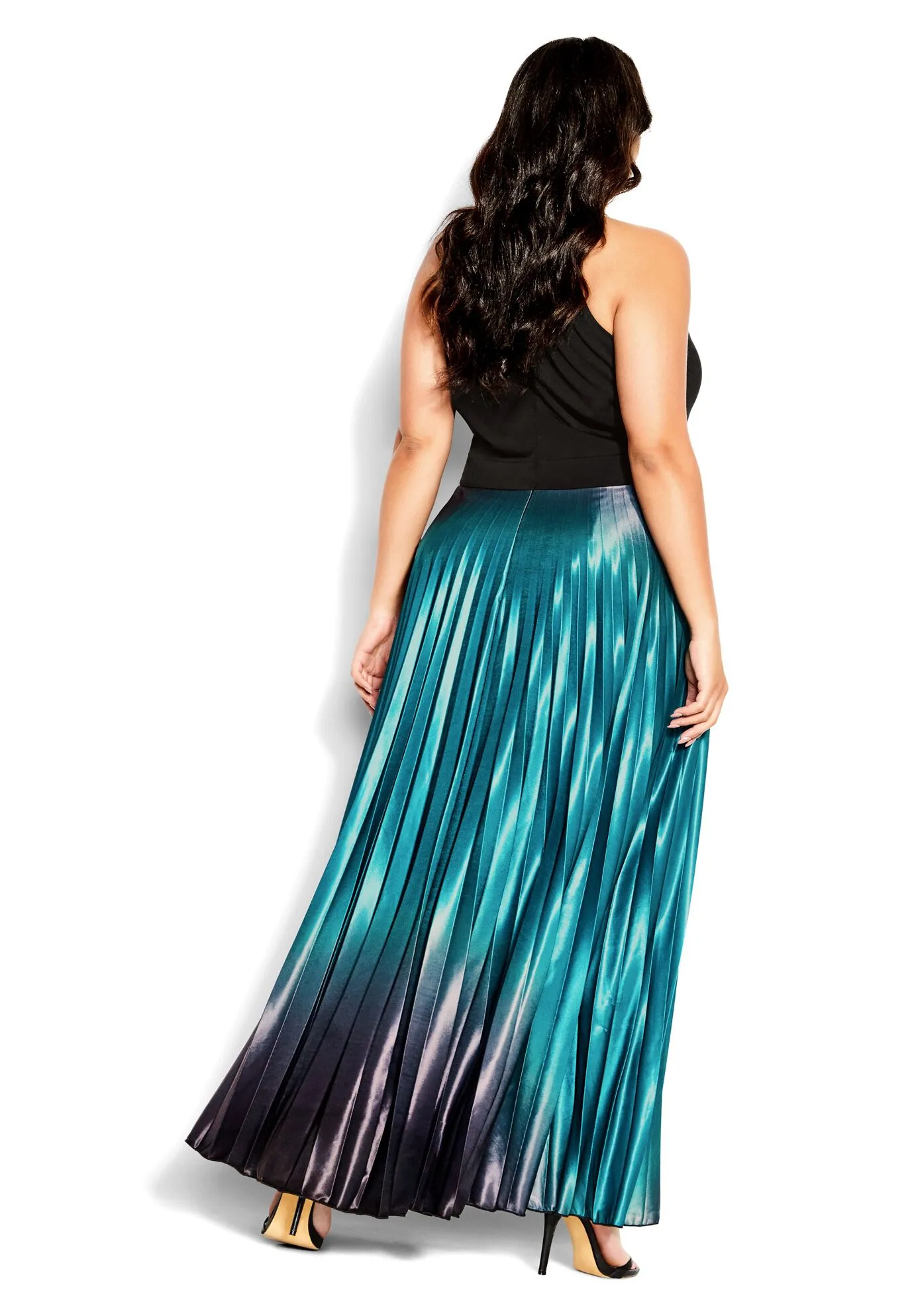 Pleated Ombre Maxi Dress - black