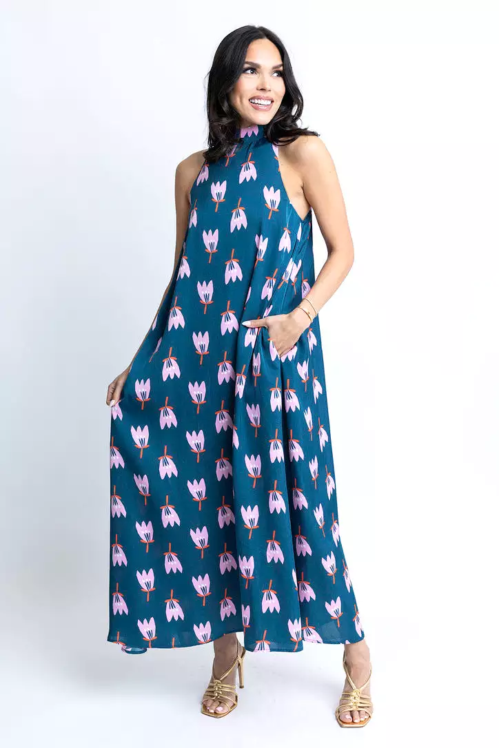 Poppy Satin Halter Maxi Dress