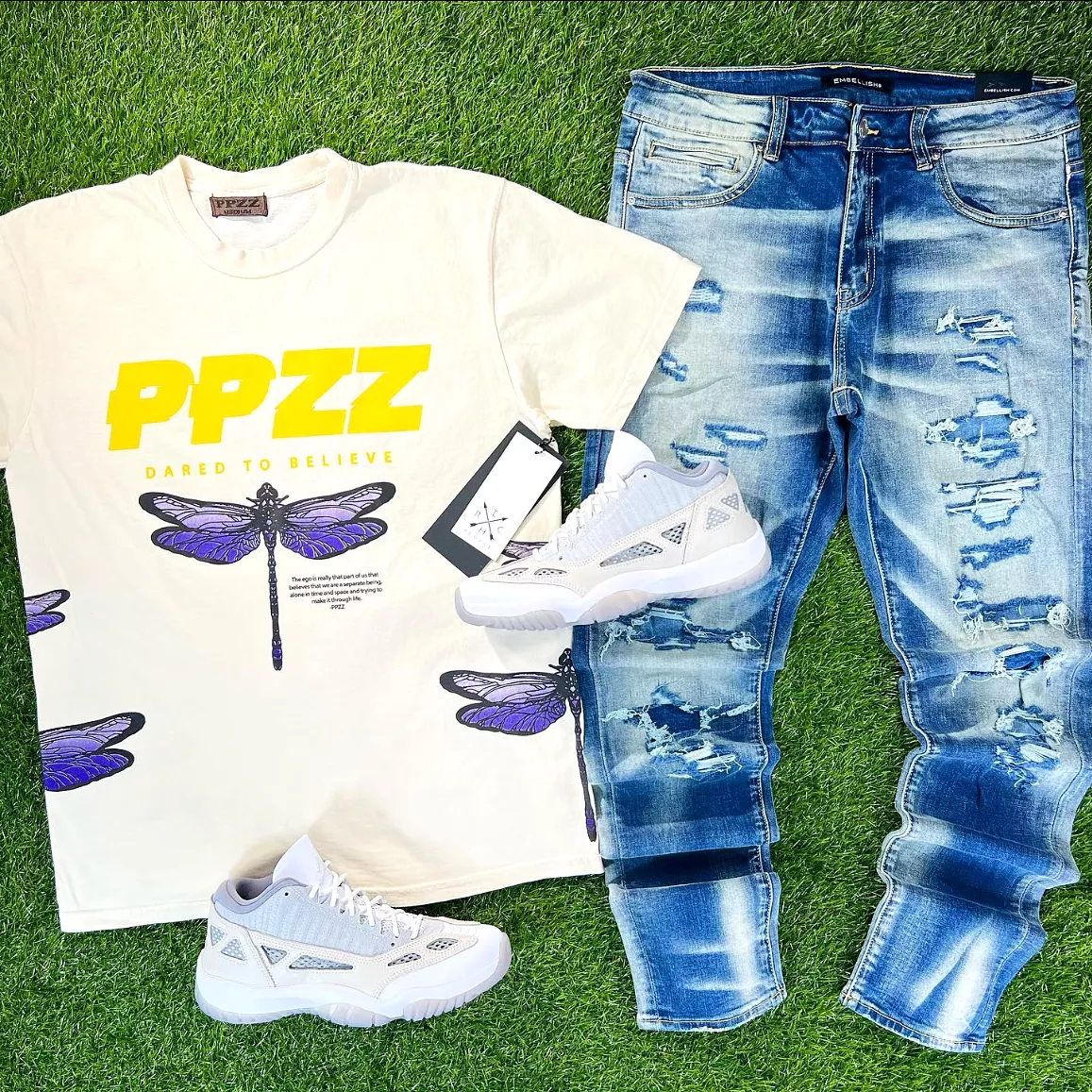 PPZZ Believe Dragon Fly Tee (Cream/Yllw/Purp) /D16