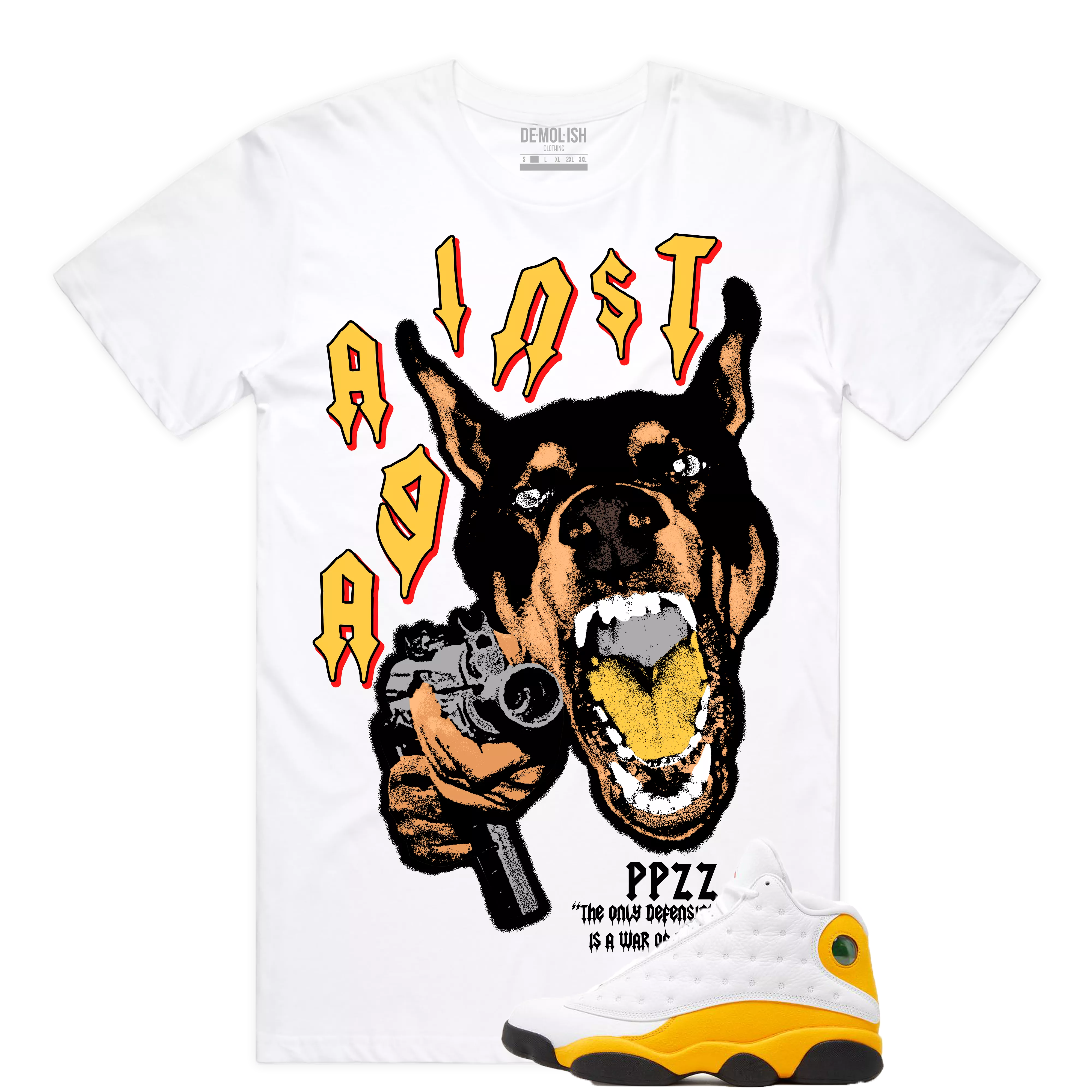 PPZZ x Rich People Against K9 Tee (Wte/Gold) /D3