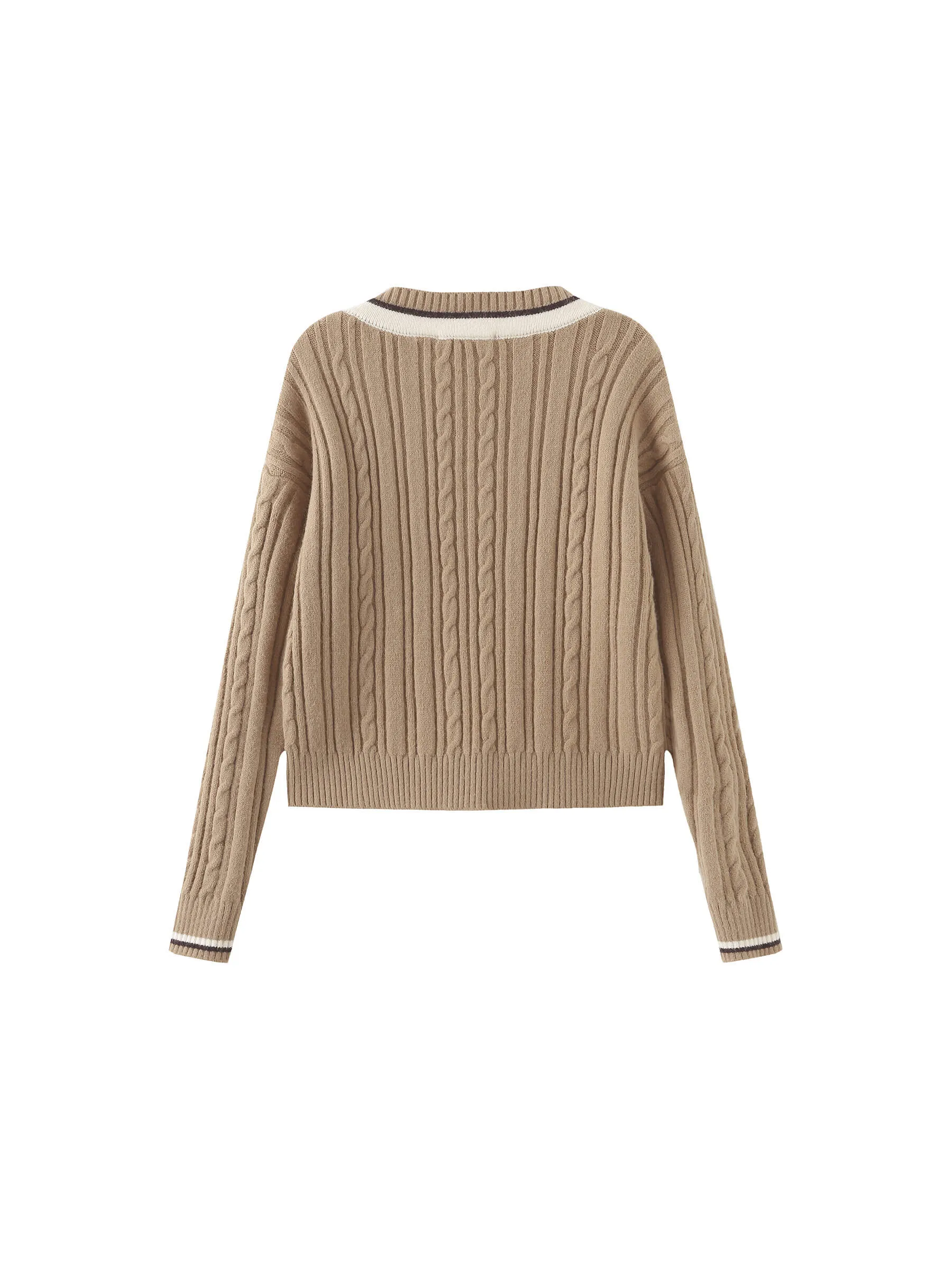 Preppy V-Neck Cable Knit Sweater