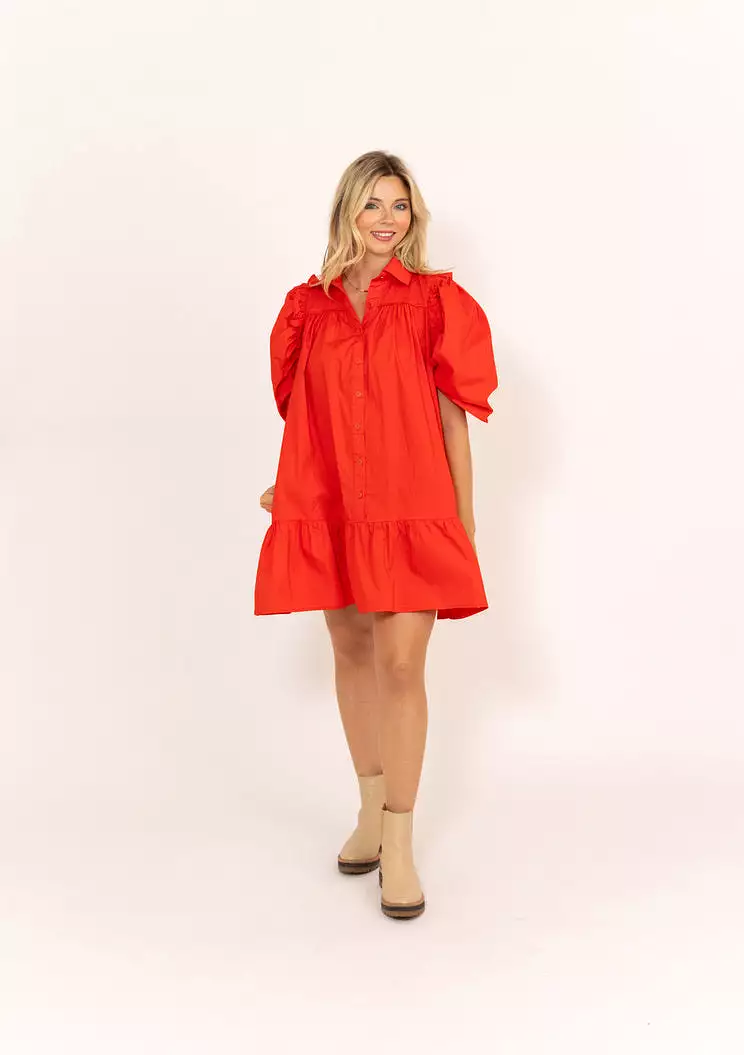 Puff Sleeve Ruffle Dress