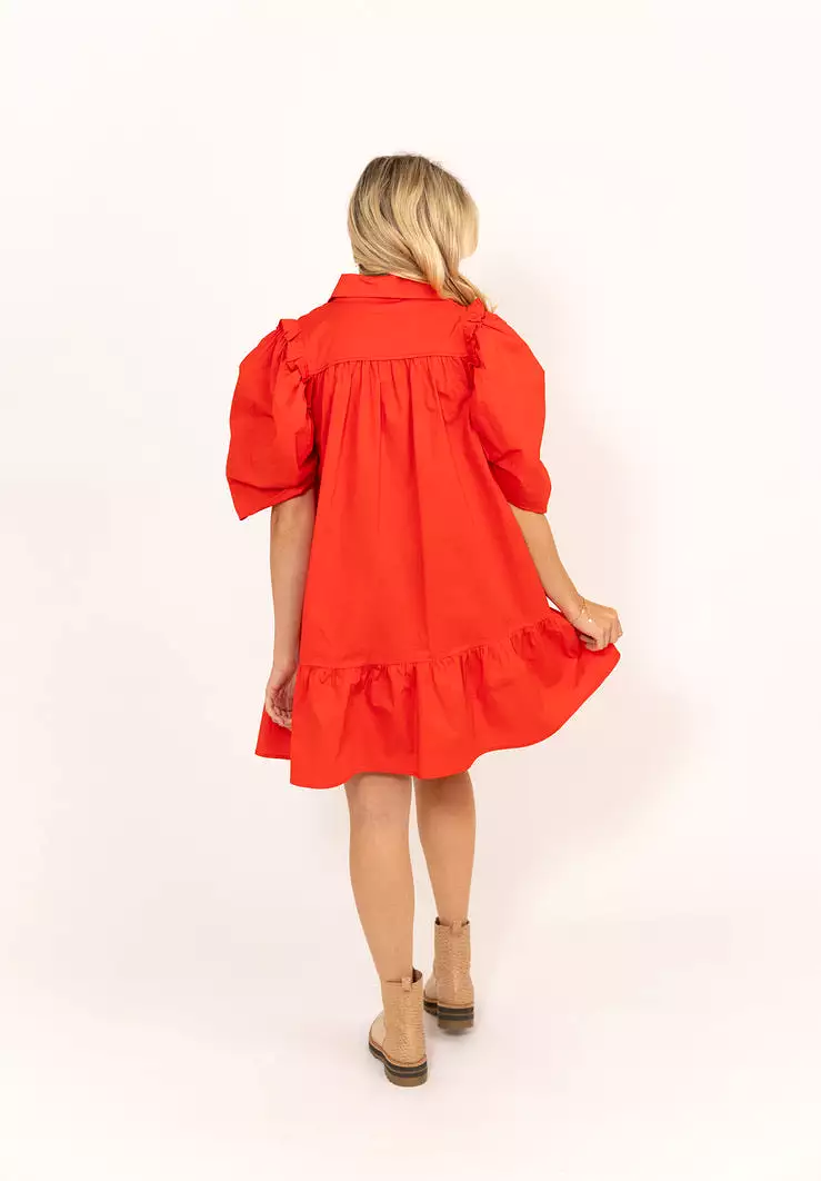 Puff Sleeve Ruffle Dress