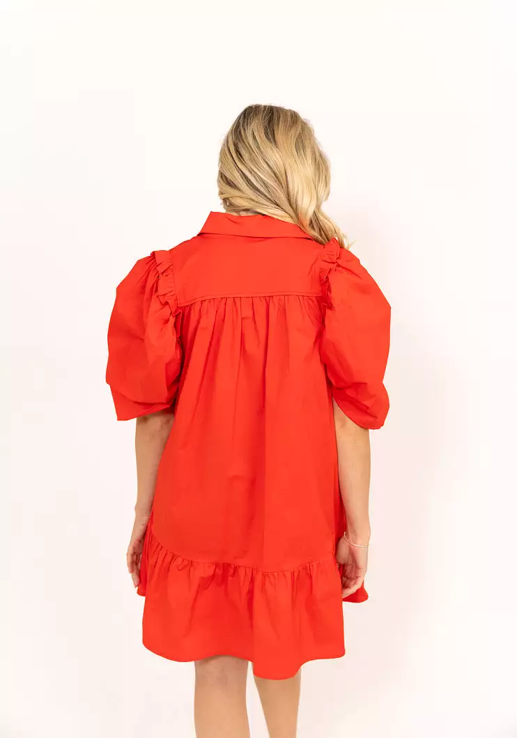 Puff Sleeve Ruffle Dress