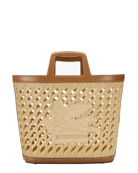 Raffia Shopping Tote in Cammello