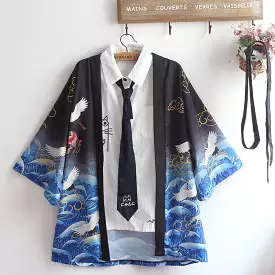 Red-Crowned Crane Printing Bathrobe AD12260