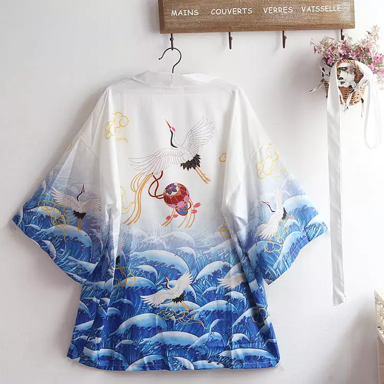 Red-Crowned Crane Printing Bathrobe AD12260