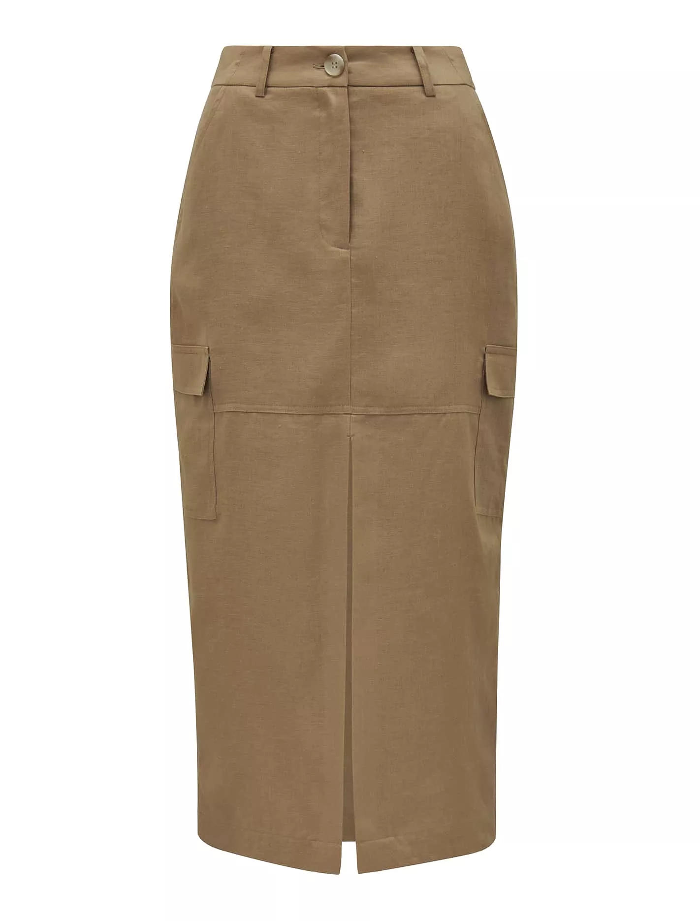 Ronnie Petite Linen Cargo Midi Skirt