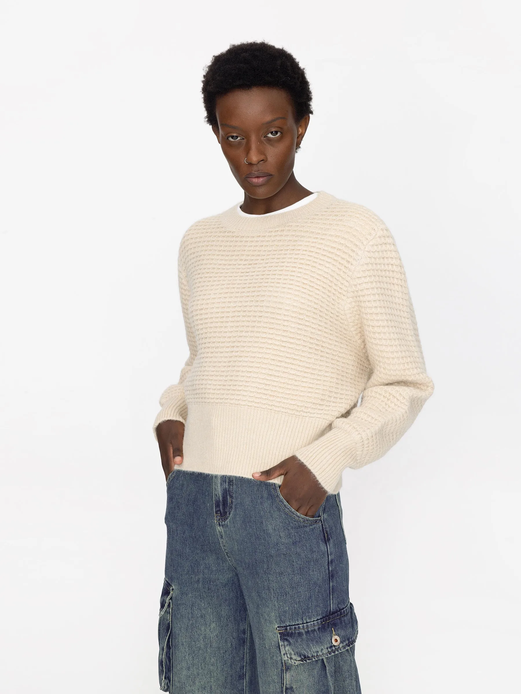 Round Neck Ribbed Knit Sweater