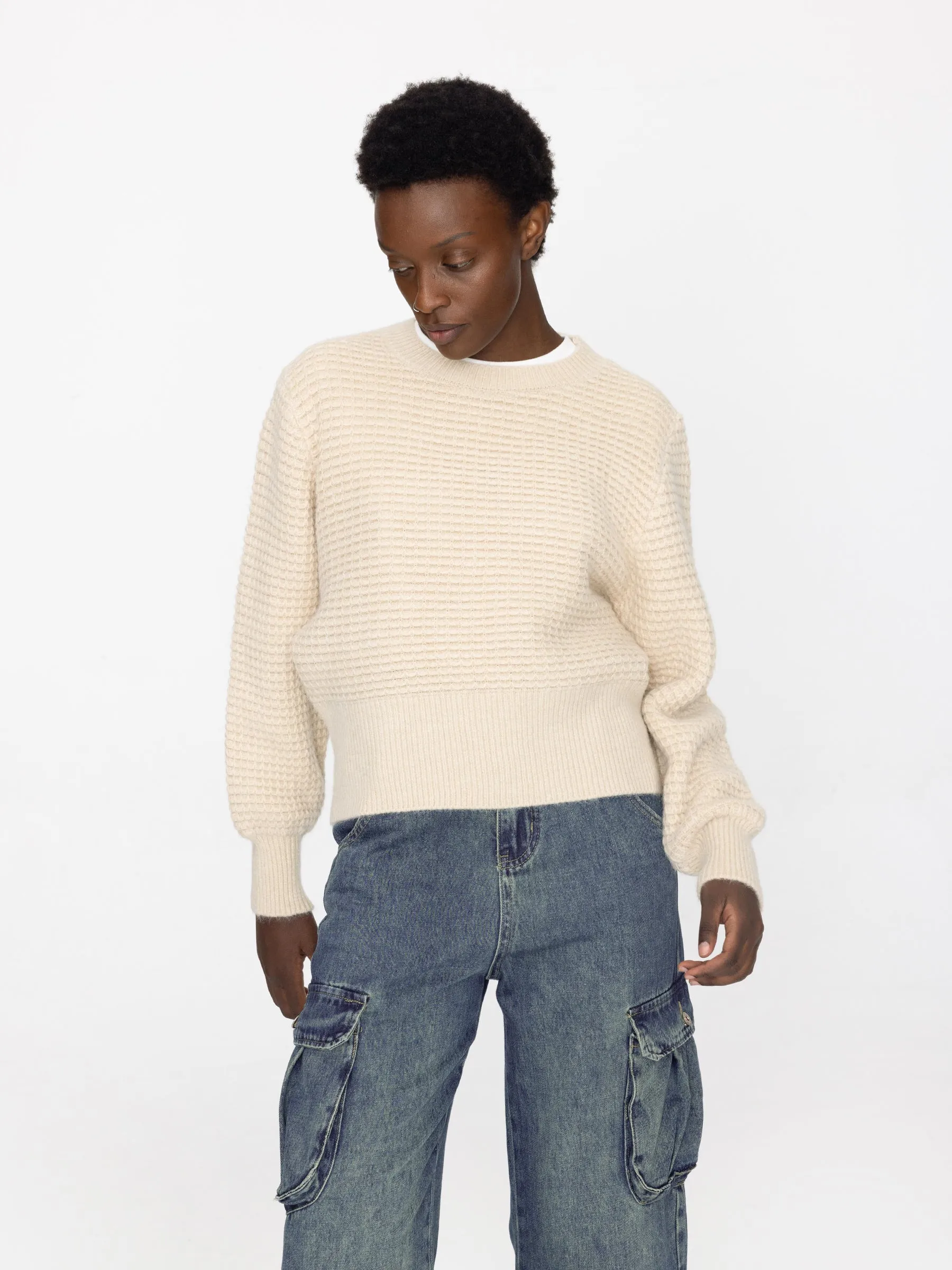 Round Neck Ribbed Knit Sweater