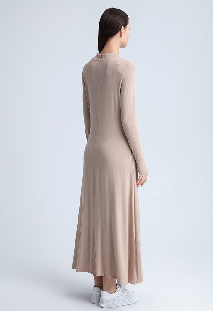 Round Neck Solid Dress