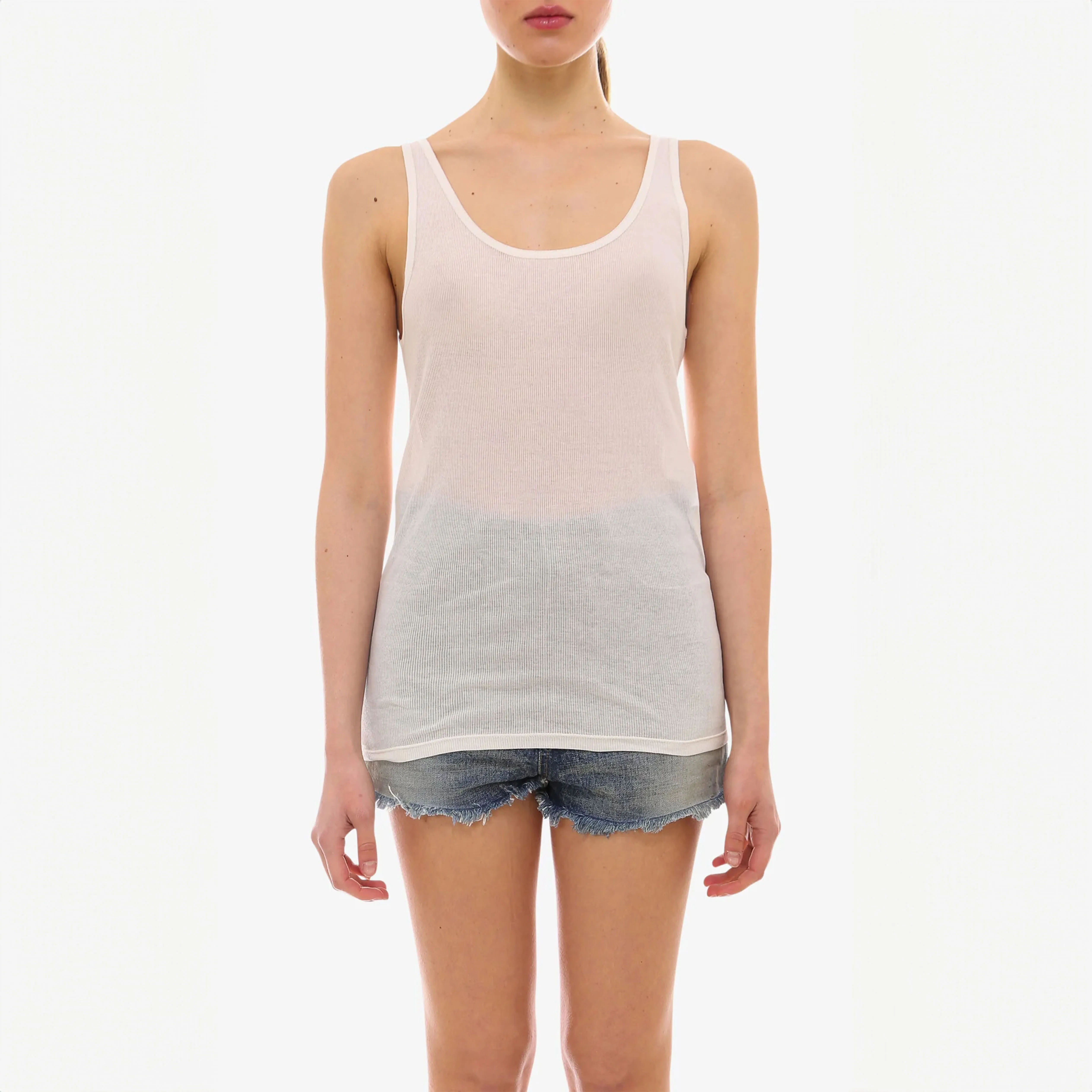 Saint Laurent  |TANK TOP IN IVORY JERSEY