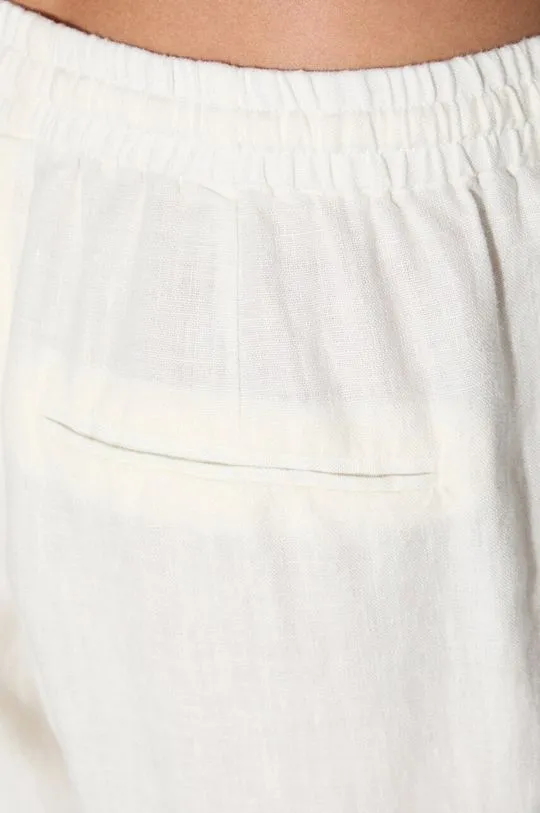 Samsoe Samsoe linen trousers HOYS white color F23900002